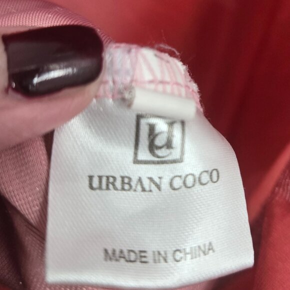 Urban Coco Dusty Rose Red Orange Velvet Elastic Waist Flared Mini Skirt Large - Picture 7 of 8